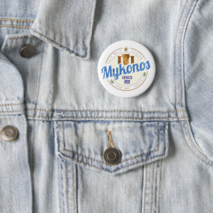 Mykonos Cyclades Islands Greece Vintage Souvenir Button