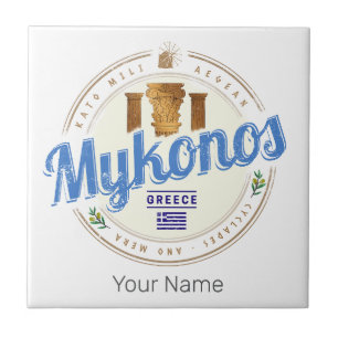 Mykonos Cyclades Islands Greece Vintage Souvenir Ceramic Tile