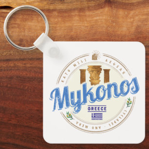 Mykonos Cyclades Islands Greece Vintage Souvenir Keychain