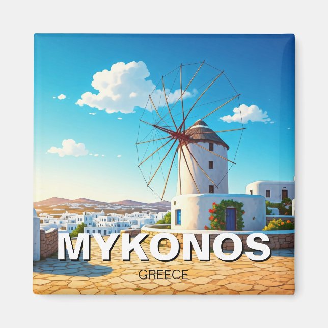 Mykonos Fridge Windmill Magnet (Front)