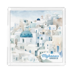 Mykonos Greece Acrylic Tray
