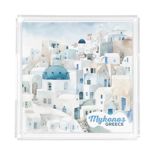 Mykonos Greece Acrylic Tray (Front)