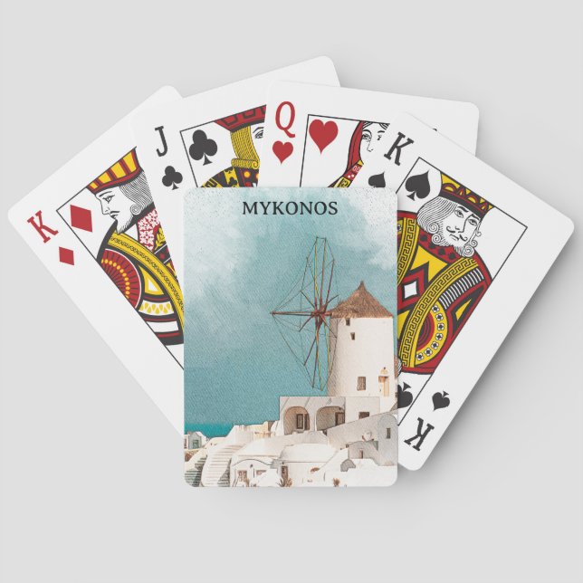 Mykonos Greece Alefkandra Windmill Poker Cards (Back)