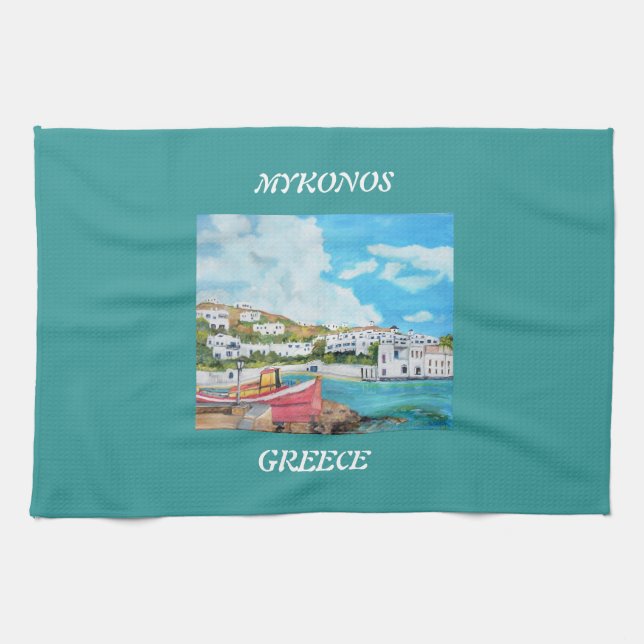 Mykonos - Greece - American MoJo Kitchen Towel (Horizontal)