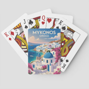 Mykonos Greece Coast Travel Art Vintage Poker Cards
