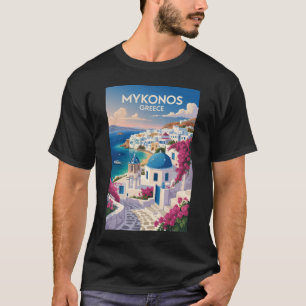 Mykonos Greece Coast Travel Art Vintage T-Shirt