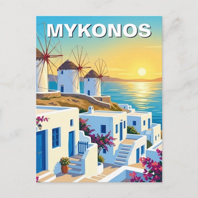 Mykonos Greece Cyclades Travel Street Postcard (Front)