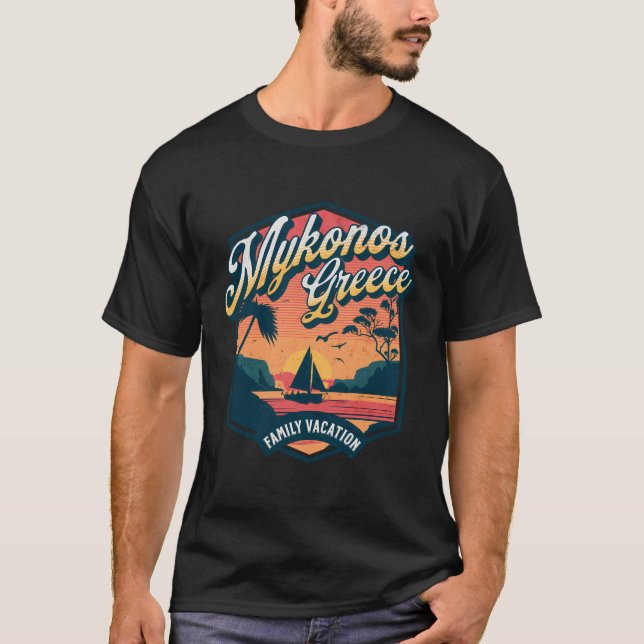 Mykonos Greece Family Vacation Funny Beach Cruise  T-Shirt (Front)