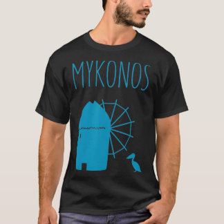 Mykonos, Greece Iconic Windmill & Petros the Pelic T-Shirt