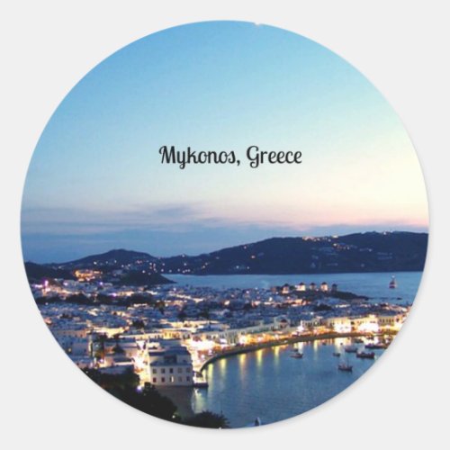 Mykonos Greece landscape photograph Classic Round Sticker