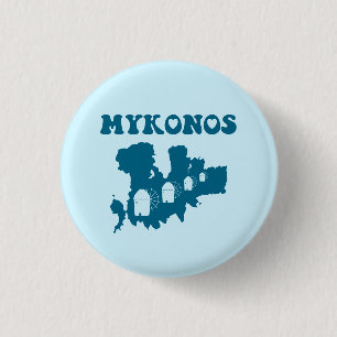 Mykonos, Greece, Map & Iconic Windmills Button