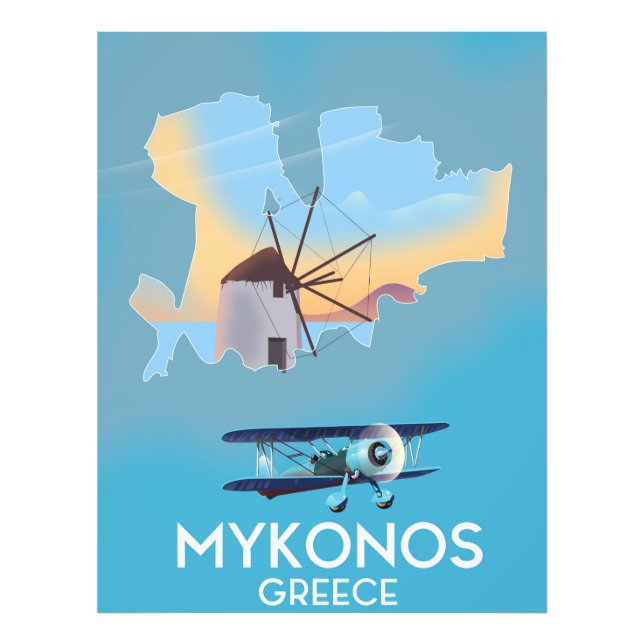 Mykonos Greece Map travel poster (Front)