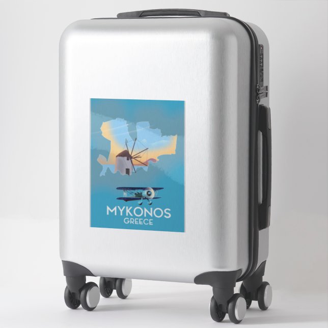 Mykonos Greece Map travel poster Sticker (Suitcase)
