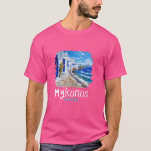 Mykonos Greece Painting Mykonos T-Shirt