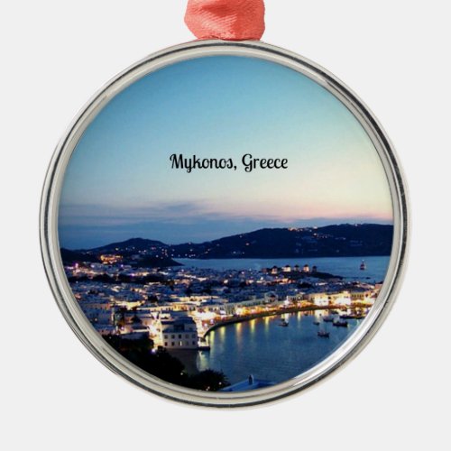 Mykonos Greece panorama Metal Ornament