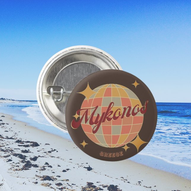 Mykonos Greece retro gift idea souvenir  Button (Creator Uploaded)