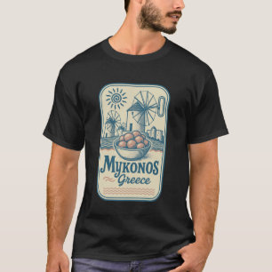 Mykonos Greece Souvenir Greek Food and Travel Desi T-Shirt