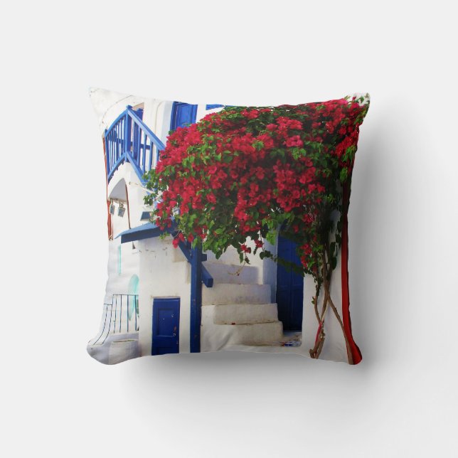 Mykonos, Greece Throw Pillow (Front)