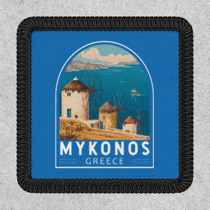 Mykonos Greece Travel Art Emblem Patch