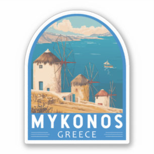 Mykonos Greece Travel Art Emblem Sticker