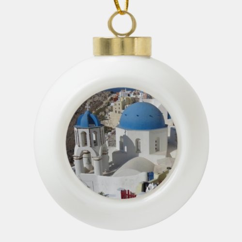 Mykonos Greece Travel Ceramic Ball Christmas Ornament