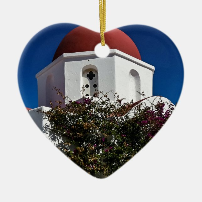 Mykonos Greece Travel - Church Cafe Europe Tourism Ceramic Ornament (Front)