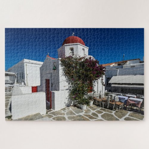 Mykonos Greece Travel _ Church Cafe Europe Tourism Jigsaw Puzzle