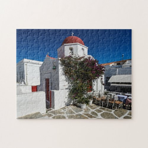 Mykonos Greece Travel _ Church Cafe Europe Tourism Jigsaw Puzzle