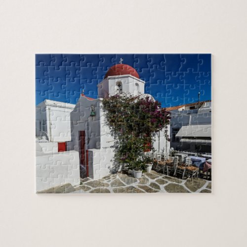 Mykonos Greece Travel _ Church Cafe Europe Tourism Jigsaw Puzzle