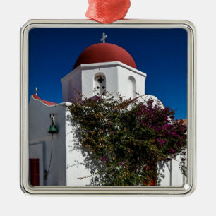 Mykonos Greece Travel - Church Cafe Europe Tourism Metal Ornament