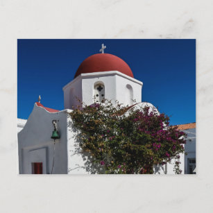 Mykonos Greece Travel - Church Cafe Europe Tourism Postcard