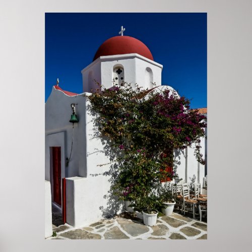 Mykonos Greece Travel _ Church Cafe Europe Tourism Poster