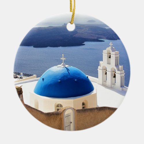 Mykonos Greece Travel Europe Tourism Santorini Ceramic Ornament