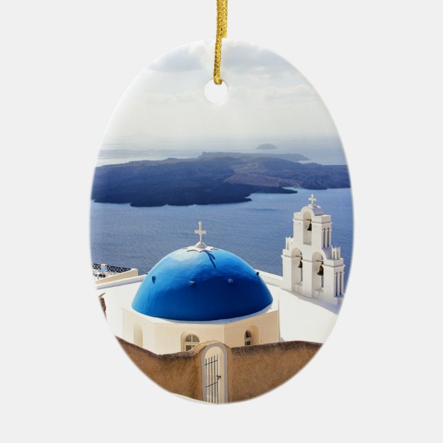 Mykonos Greece Travel Europe Tourism Santorini Ceramic Ornament (Front)