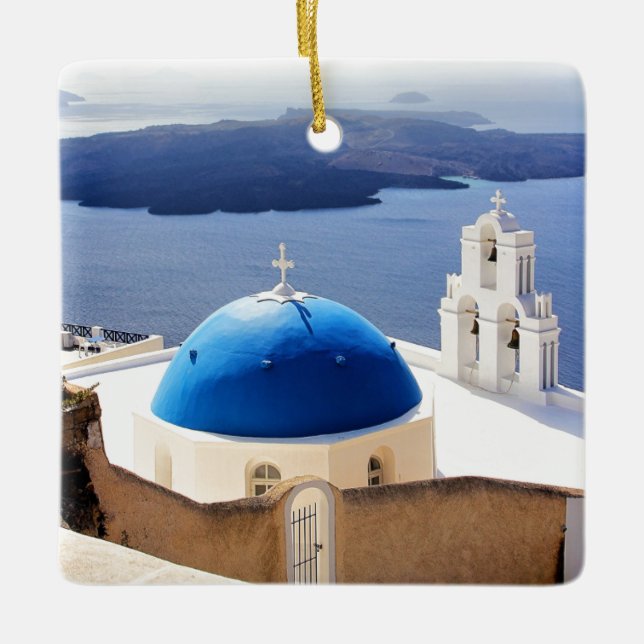 Mykonos Greece Travel Europe Tourism Santorini Ceramic Ornament (Front)