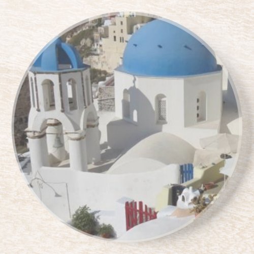 Mykonos Greece Travel Sandstone Coaster