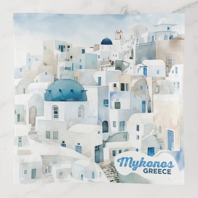 Mykonos Greece Trinket Tray (Front)