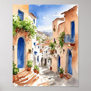 Mykonos Greece Watercolor Poster