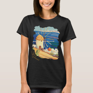 Mykonos Greece Windmill Blue Coast Travel T-Shirt
