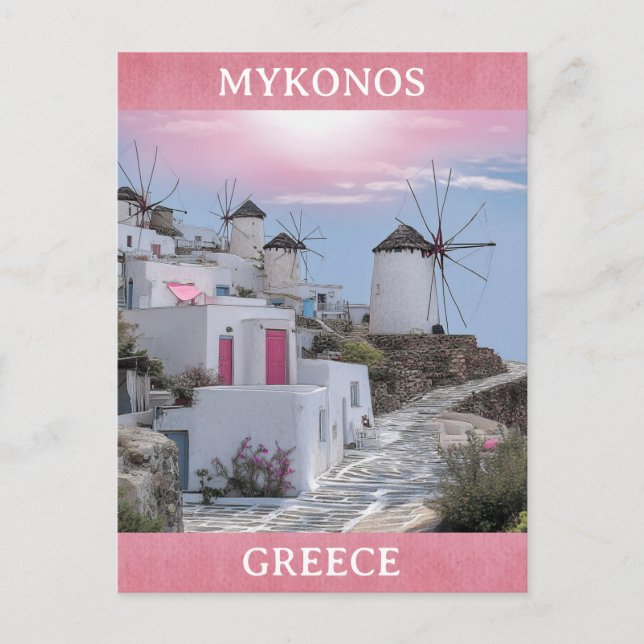 Mykonos Greece Windmill Greek Islands Travel Postcard (Front)