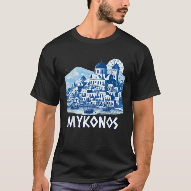 Mykonos Island Greece Greek Souvenir Summer Vacati T-Shirt (Front)