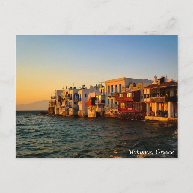 Mykonos Little Venice Quater Sunset, Greece Postcard (Front)