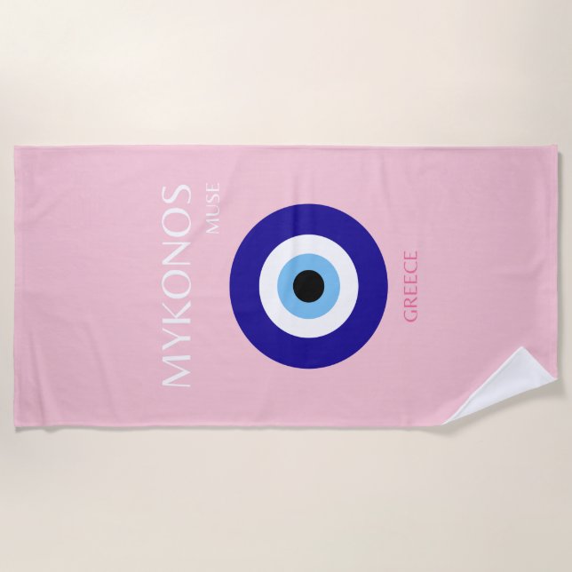 Mykonos Muse, Mykonos, Pink Beach Towel (Front)
