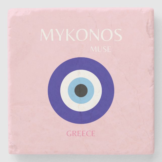 Mykonos Muse, Mykonos, Pink Stone Coaster (Front)