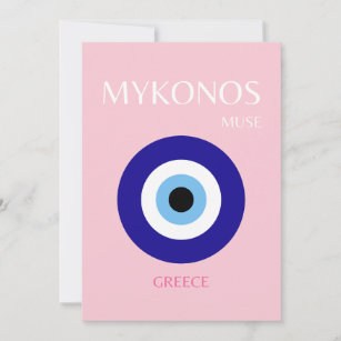 Mykonos Muse, Mykonos, Pink Thank You Card