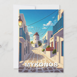 Mykonos Path Greece Cyclades Travel Holiday Card
