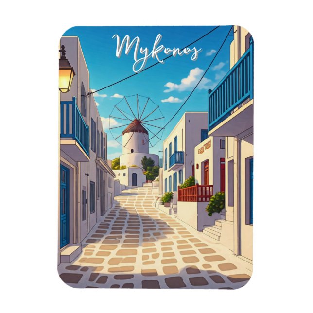 Mykonos Path Greece Cyclades Travel Magnet (Vertical)