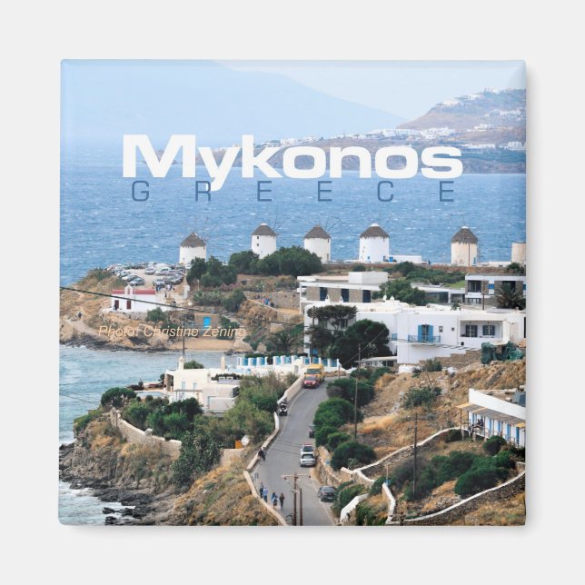 Mykonos Seaside Greece Souvenir Fridge Magnet (Front)
