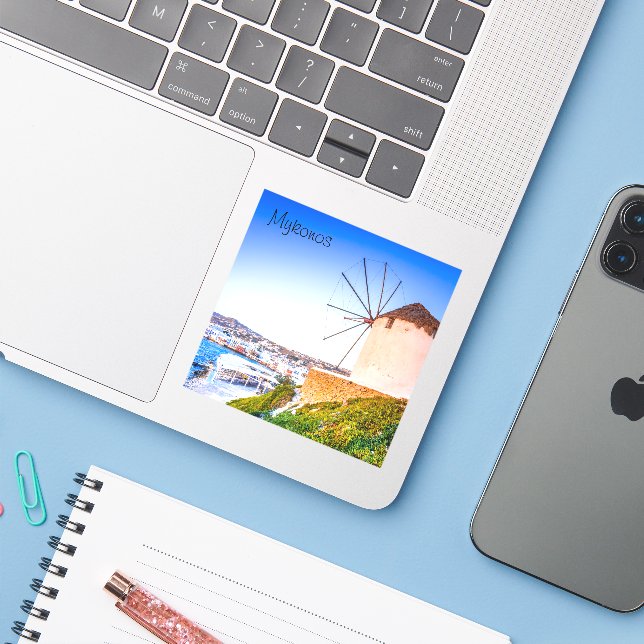 Mykonos Sticker (Laptop w/ iPhone)