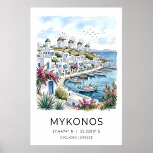 Mykonos Travel Poster Coastal Landscape